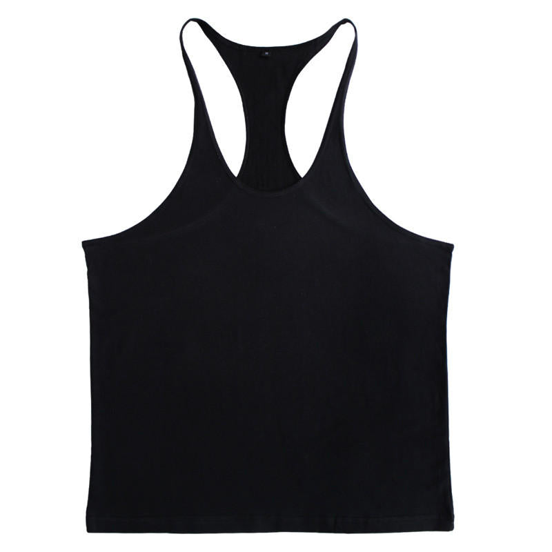 Men Summer Cotton Plain Gym Tank Top Sleeveless T-shirt Workout Bodybuilding Singlet - Black M