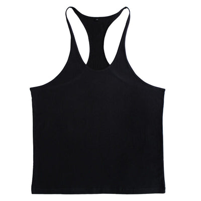 Men Summer Cotton Plain Gym Tank Top Sleeveless T-shirt Workout Bodybuilding Singlet - Black M