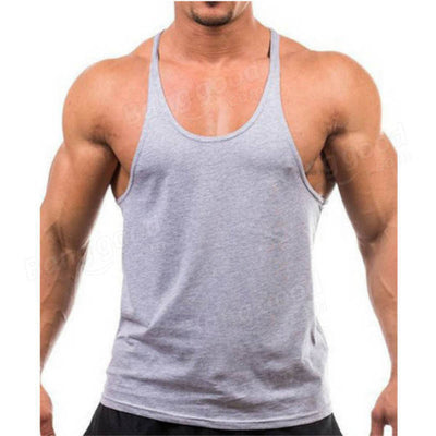 Men Summer Cotton Plain Gym Tank Top Sleeveless T-shirt Workout Bodybuilding Singlet - Black M