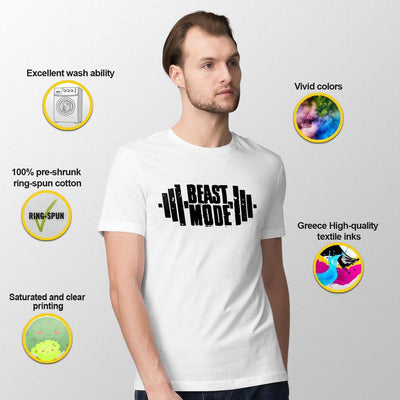 Beast Mode Gym Mens T Shirt - Workout Fitness Day Tshirt For Men - Inspirational Athletic Motivational Sports - Top Muscle Body Building Tee