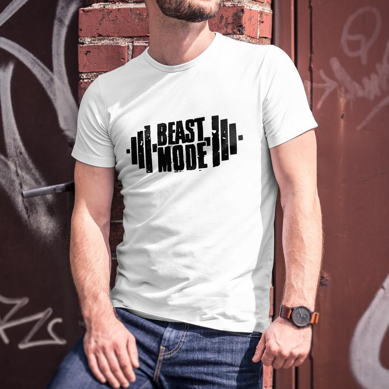 Beast Mode Gym Mens T Shirt - Workout Fitness Day Tshirt For Men - Inspirational Athletic Motivational Sports - Top Muscle Body Building Tee