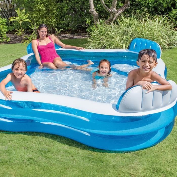 INTEX Piscine gonflable avec 4 sièges pour enfant et famille - 2,29x2,29x0,66m
