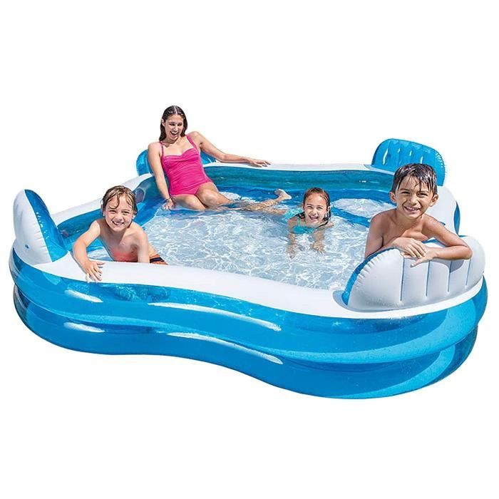 INTEX Piscine gonflable avec 4 sièges pour enfant et famille - 2,29x2,29x0,66m