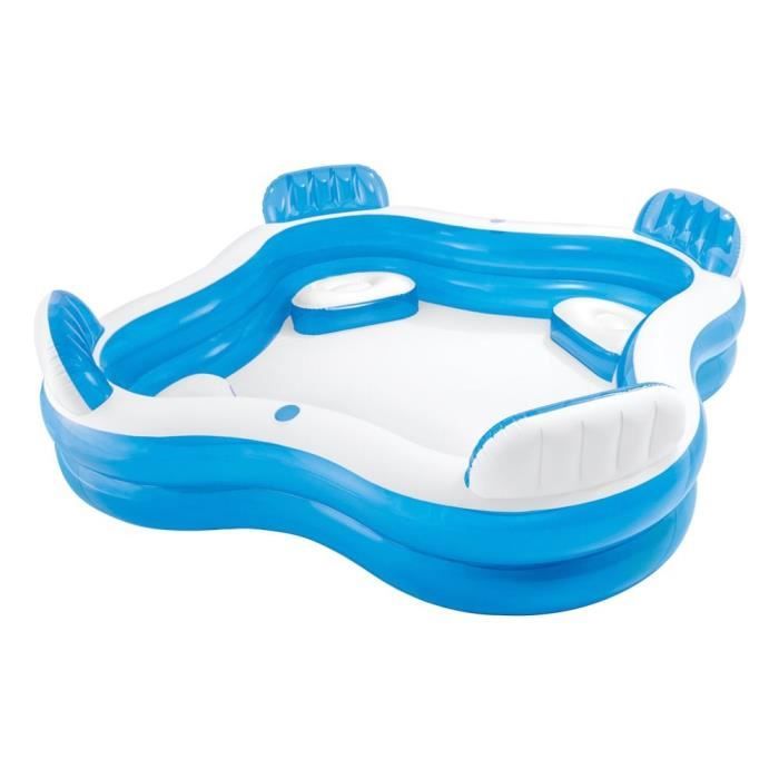 INTEX Piscine gonflable avec 4 sièges pour enfant et famille - 2,29x2,29x0,66m